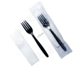 PS Plastic Black Fork & Napkin Film Wrap 500ctn
