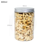 800 ml 90mm PET Plastic Jar Alu Cap 100ctn