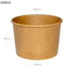 600ml Kraft Paper Soup Cup 500/ctn