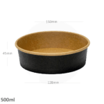 Black - 500ml Kraft Paper Salad Bowl 300ctn