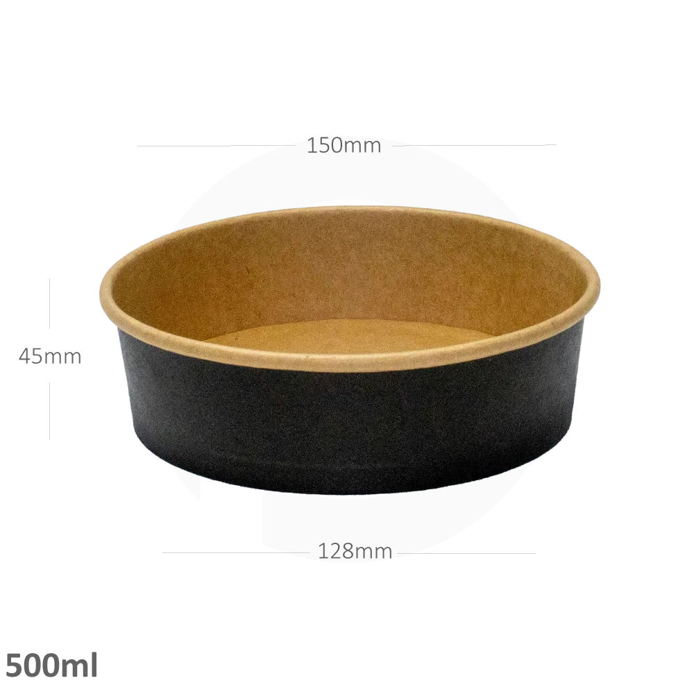 Black - 500ml Kraft Paper Salad Bowl 300ctn - Image 1