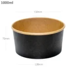 Black - 1000ml Kraft Paper Salad Bowl 300ctn