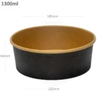 Black - 1300ml Kraft Paper Salad Bowl 300ctn