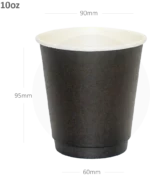 Black - 10oz Double Wall White Paper Cup 500ctn