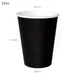 Black - 12oz Single Wall White Paper Cup 1000ctn