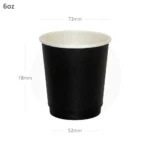 Black - 6oz Double Wall White Paper Cup 500ctn