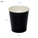Black - 6oz Single Wall White Paper Cup 1000ctn