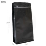 500g Black Flat Bottom Ziplock Valve Bag 300ctn