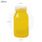 230 ml PET Plastic Milk Bottle with White PP Cap 200ctn