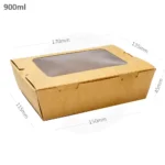 900ml W Kraft Paper Window Lunch Box 200/ctn