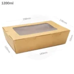 1200ml W Kraft Paper Window Lunch Box 200ctn
