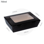 Black - 700ml W Kraft Paper Window Lunch Box 200/ctn