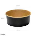 Black - 750ml Kraft Paper Salad Bowl 300/ctn