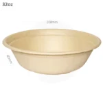 32oz Bagasse Sugarcane 25g Round Bowl 300ctn