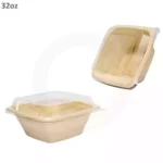32oz Bagasse Sugarcane Square Food Bowl 300/ctn - Image 2