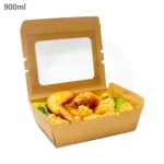900ml W Kraft Paper Window Lunch Box 200/ctn - Image 2