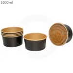 Black - 1000ml Kraft Paper Salad Bowl 300ctn - Image 3