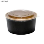 Black - 1000ml Kraft Paper Salad Bowl 300ctn - Image 2