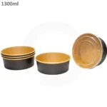 Black - 1300ml Kraft Paper Salad Bowl 300ctn - Image 3