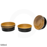 Black - 500ml Kraft Paper Salad Bowl 300ctn - Image 3