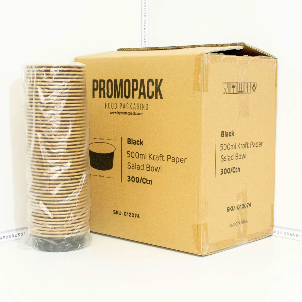 Black - 500ml Kraft Paper Salad Bowl 300ctn - Image 5