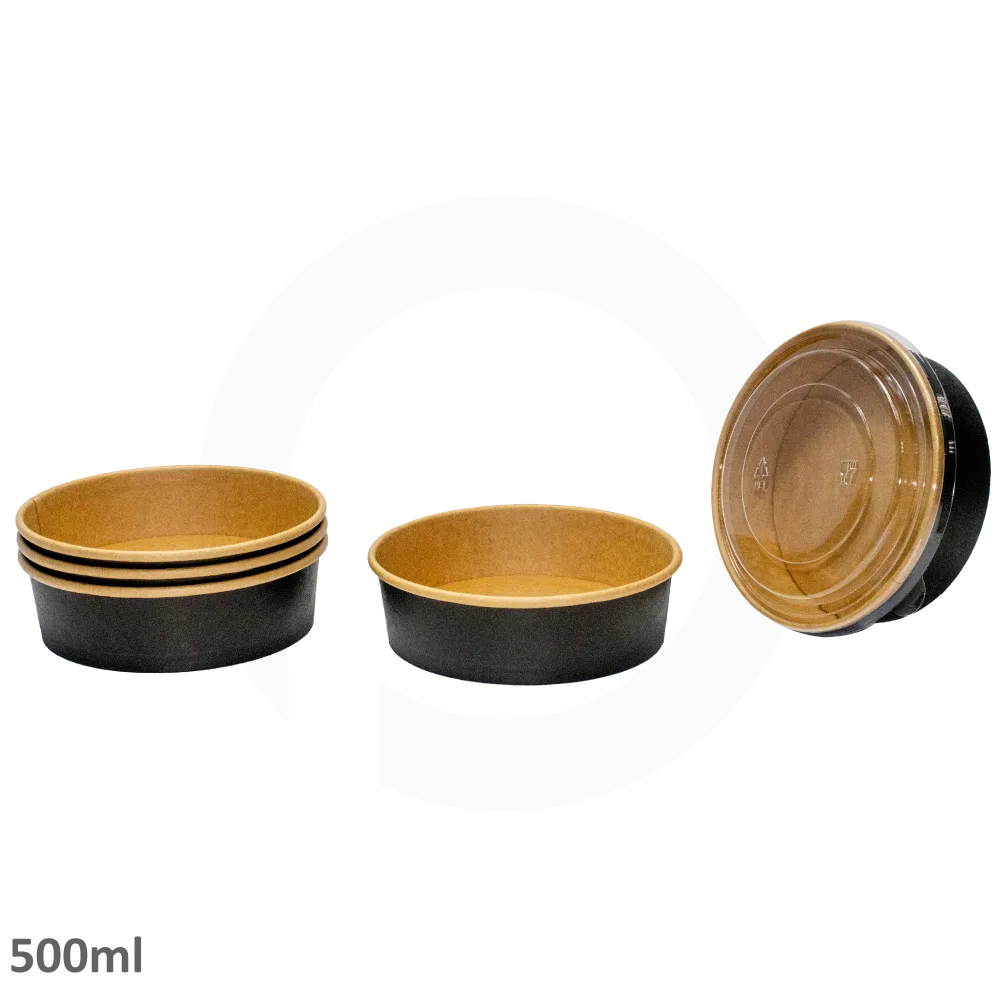 Black - 500ml Kraft Paper Salad Bowl 300ctn - Image 3