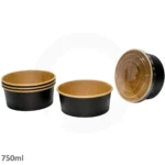 Black - 750ml Kraft Paper Salad Bowl 300/ctn - Image 3