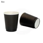Black - 8oz Double Wall White Paper Cup 500ctn - Image 2