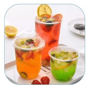 PET Plastic U-Shape Cups and Lids