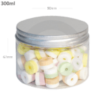300ml/90mm PET Plastic Jar Alu Cap 100/ctn