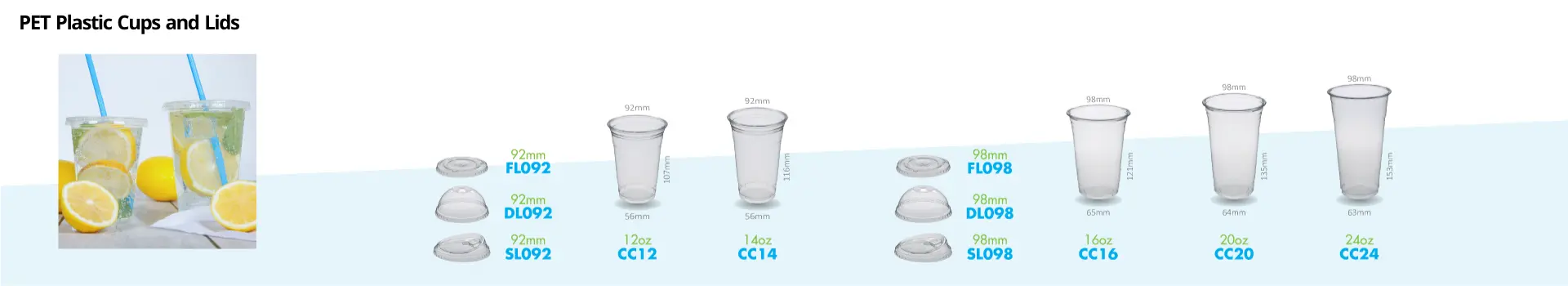 PET Plastic Cups and Lids